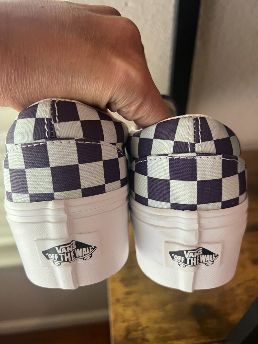 NEW VANS Classic Slip-On Platform Shoe Mist Blue Gothic Grape Purple - Picture 2 of 6